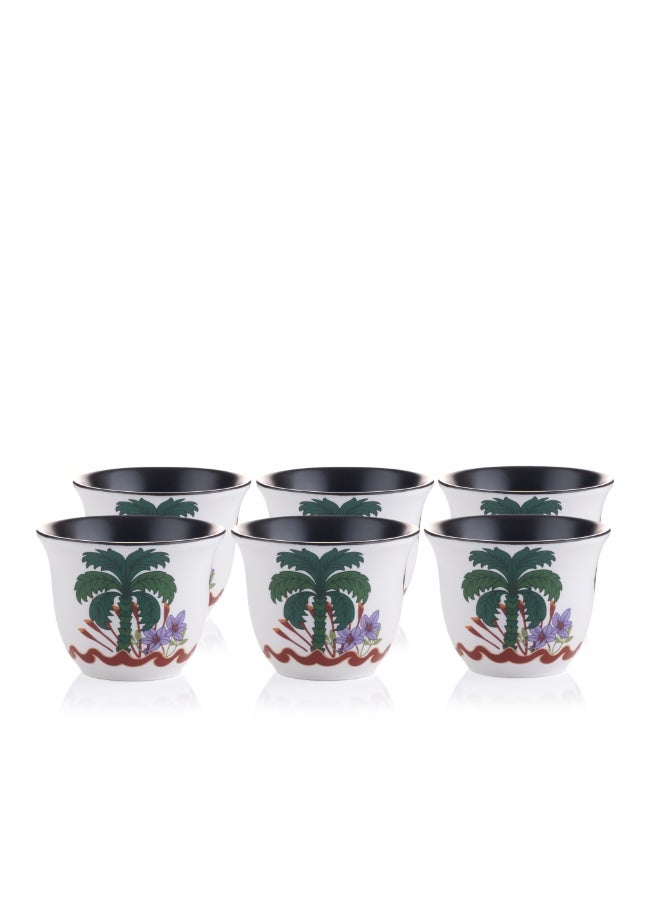 بلندز طقم فناجيل قهوة بيج بنقش النخلة - Image 1